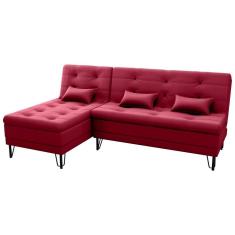 Imagem de Sofá cama Com Chaise 3 lugares 2,00 mts Nice Matrix Vinho