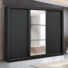 Imagem de Guarda Roupa Casal City 3 Portas 4 Gavetas com Espelho Flex Preto/Off White - Maxel