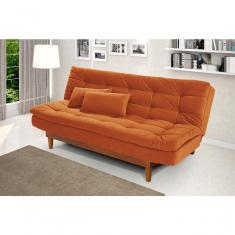 Imagem de Sofá Cama Dubai 3 Lugares Império Reclinável Casal Pés Madeira Espuma Especial D33 Terracota 174