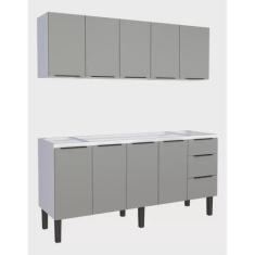 Imagem de Conjunto cozinha jupter 100% aço 1.80 mt -gabinete + armario aereo - cozimax