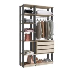Imagem de Closet Guarda Roupa 3 Gav. 1 Cab. E Prateleiras Linha Clothes - Be Mob