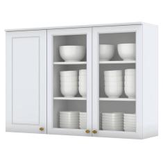 Imagem de Armário Aéreo Cozinha Nova York 3 Portas 3 Prateleiras Branco Hp - Henn