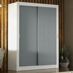 Imagem de Guarda-roupa Solteiro Madesa Denver 2 Portas de Correr - Branco/cinza