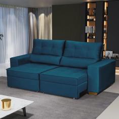 Imagem de Sofá Baú Retrátil e Reclinável 4 Lugares 220cm Veludo Nobre La Plata Yescasa