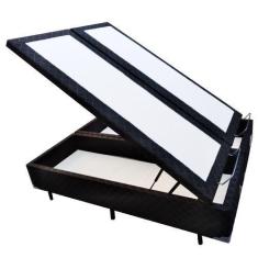 Imagem de Cama Box Baú Casal Bipartido Nk Camas Poliéster Preto 49X138x188
