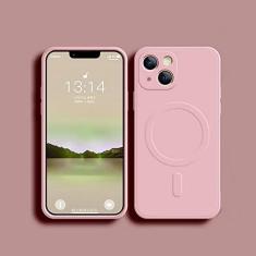 Imagem de Capa de silicone líquido para iphone 15 14 13 12 11 pro max mini x xr xs plus telefone magnético capa de carregamento sem fio, rosa, para iphone 15pro