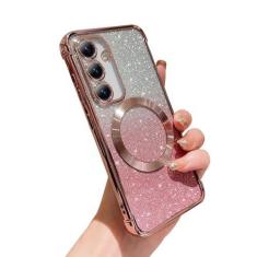 Imagem de phylla Capa para celular Samsung Galaxy S23 FE 5g 16.3 cm compatível com Magsafe, Luruxy Cute Bling Clear Plated Magnetic Gradient Glitter Cover para mulheres de silicone macio à prova de choque
