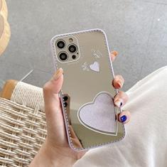 Imagem de Capa de telefone de espelho de coração de amor de luxo para iphone 13 12 11 pro max xr xs max x 7 8 plus se 2020 borboleta bumper capa traseira, roxa, para iphone 8