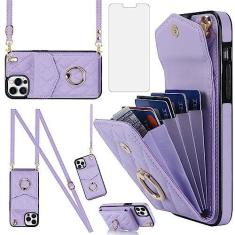 Imagem de Asuwish Capa de celular para iPhone 12 Pro Max 6.7 com protetor de tela de vidro temperado, anel com bloqueio de RFID, suporte de cartão para celular iPhone12promax 5G i 12s Plus iPhone12 12pro Promax