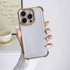 Imagem de Capa protetora transparente à prova de choque para iPhone 14 13 12 11 Pro Max 14 Plus Proteção de lente Airbag Canto Capa transparente macia, dourada, para iPhone 14 Pro