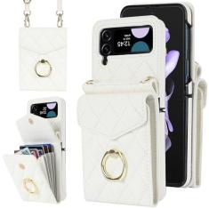 Imagem de Dibosom Capa carteira compatível com Samsung Galaxy Z Flip 3 5G 2021 com alça transversal de couro com suporte para cartão de crédito acessórios de celular para ZFlip3 Z3 Flip3 3Z Flip3 capa feminina