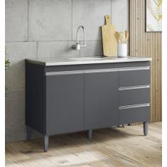 Imagem de Balcão Gabinete Cinza Escuro Para Pia 120Mt Andréia Sem Tampo Ajl