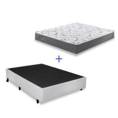 Imagem de Cama Box Casal Branco Com Colchão Mola Ensacada - Cama Inhouse