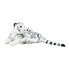 Imagem de Tigre Branco Mãe Filhote Realista 47cm - Pelúcia - Fofy Toys