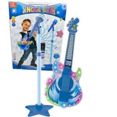 Imagem de Guitarra Musical infantil Azul Microfone Singer Star Castela - Castela