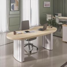 Imagem de Mesa Para Escritório 200cm Curvas Orgânicas Tampo Tamburato Diretor