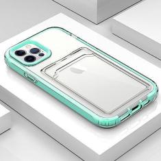 Imagem de Carteira 3 em 1 capa de silicone macio para cartão de carteira para iphone 14 13 7 8 Plus X XS 12 XR MAX 11 Pro SE 2 Capa transparente, verde claro, para iPhone 11ProMax