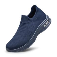 Imagem de Vidbiv Tênis masculino sem cadarço, leve, respirável, confortável para o trabalho, viagens, presentes para homens, mocasines Zapatos para Hombre, D - azul, 41
