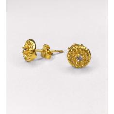 Imagem de Brinco Círculo Pequeno Com Zircônia Central Folheado em Ouro 18k