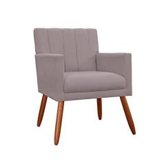 Imagem de Poltrona Estofada Decorativa Pés Palito Para Escritório Cecília Suede Rosê - DL DECOR