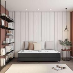Imagem de Cama Box Solteiro Conjugada Napoli D28 Ortopédico Floral E Preta