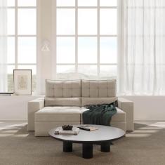 Imagem de Sofá Retrátil e Reclinável 3 Lugares 220cm Embaúba Extra Cabecasa Madeiramadeira Bege Fosco