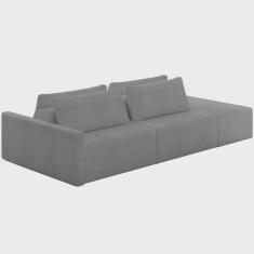 Imagem de Sofá Ilha Modular Para Sala 232cm com Puff Dublin K01 Bouclê Cinza - Lyam Decor
