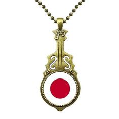 Imagem de DIYthinker Colar com bandeira nacional do Japão com pingente de música de guitarra antiga