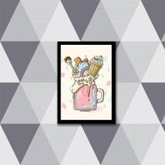 Imagem de Quadro Decorativo Ilustração Sorvete Sunday 34x23cm