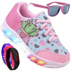 Imagem de Tenis Feminino De Led Infantil Corações Personagem Diversão Luzinha +