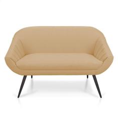 Imagem de Namoradeira Giovana 02 Lugares Linho Areia A27 Pés Palito De Ferro