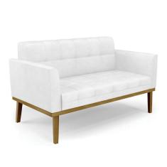 Imagem de Sofá Namoradeira 2 Lugares Base De Madeira Castanho Elisa Corano Branco D03 - D'rossi