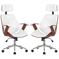 Imagem de Kit 2 Cadeiras de Escritório Juliette Presidente Giratória Branca - Gran Belo