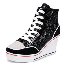 Imagem de Jiu du Tênis feminino com lantejoulas, plataforma, plataforma, plataforma, cadarço, cano alto, Lantejoulas, 38