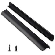 Imagem de LEAPHZOT Pacote com 10 puxadores de dedo de borda de comprimento total de 16" (400 mm), puxador de armário de cozinha oculto de níquel escovado, puxadores planos de montagem superior para gaveta de