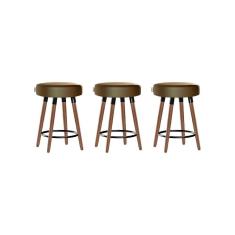 Imagem de Kit 3 Bancos Moderno Pé Palito Roma Slim Camel 50cm