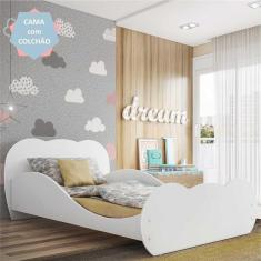 Imagem de Cama Solteiro Com Colchão Incluso 88 X 188 Cm  100% Mdf Safira Multimóveis Branca