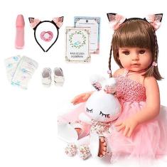 Imagem de Boneca Bebê Reborn Bailarina Silicone Menina Morena Cheirosa