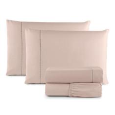 Imagem de Kit Jogo de Cama Lençol Casal Queen 4 Peças Com Elástico 400 Fios Supe