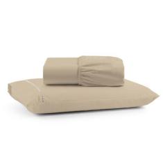 Imagem de Jogo De Lençol Ponto Palito Solteiro 180 Fios 2 Pç - Avelã - Santos E