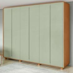 Imagem de Guarda-roupa Casal Loop 6 Portas com Pés Amendoa Clean/salvia
