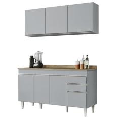 Imagem de Kit Armário de Cozinha e Balcão 3 Portas Multimóveis Mp2164 Branco