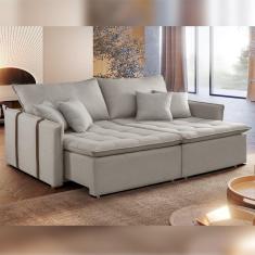 Imagem de Sofá Cama Retrátil e Reclinável 200cm Detroid Celflex Gelo