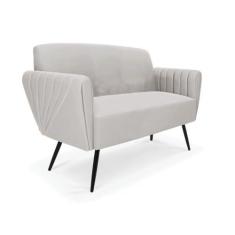 Imagem de Sofá Namoradeira Pés Palito de Ferro Bruna Veludo Cinza - D'Rossi