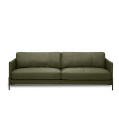 Imagem de Sofá Decorativo Karine 3 Lugares Sala De Estar 240cm Pés Em Aço Couro Fendi