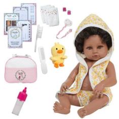 Imagem de Boneca Reborn Princesa Cabelo Cacheado Bolsa Vários Itens - Cegonha Re