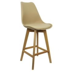Imagem de Banqueta Monty Leda Luisa Saarinen Alta Base Fixa Madeira Bege