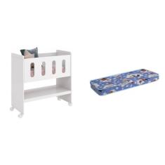 Imagem de Mini Berço 3 em 1 com Colchão Zain Móveis Reller Branco Fosco