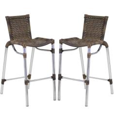 Imagem de Kit 2 Banquetas Alumínio Fortaleza Alta Para Balcão Cozinha Bar Trama