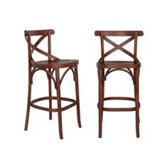 Imagem de Conjunto 2 Banquetas Madeira Maciça Tauarí Cross X Texas Gamma Móveis